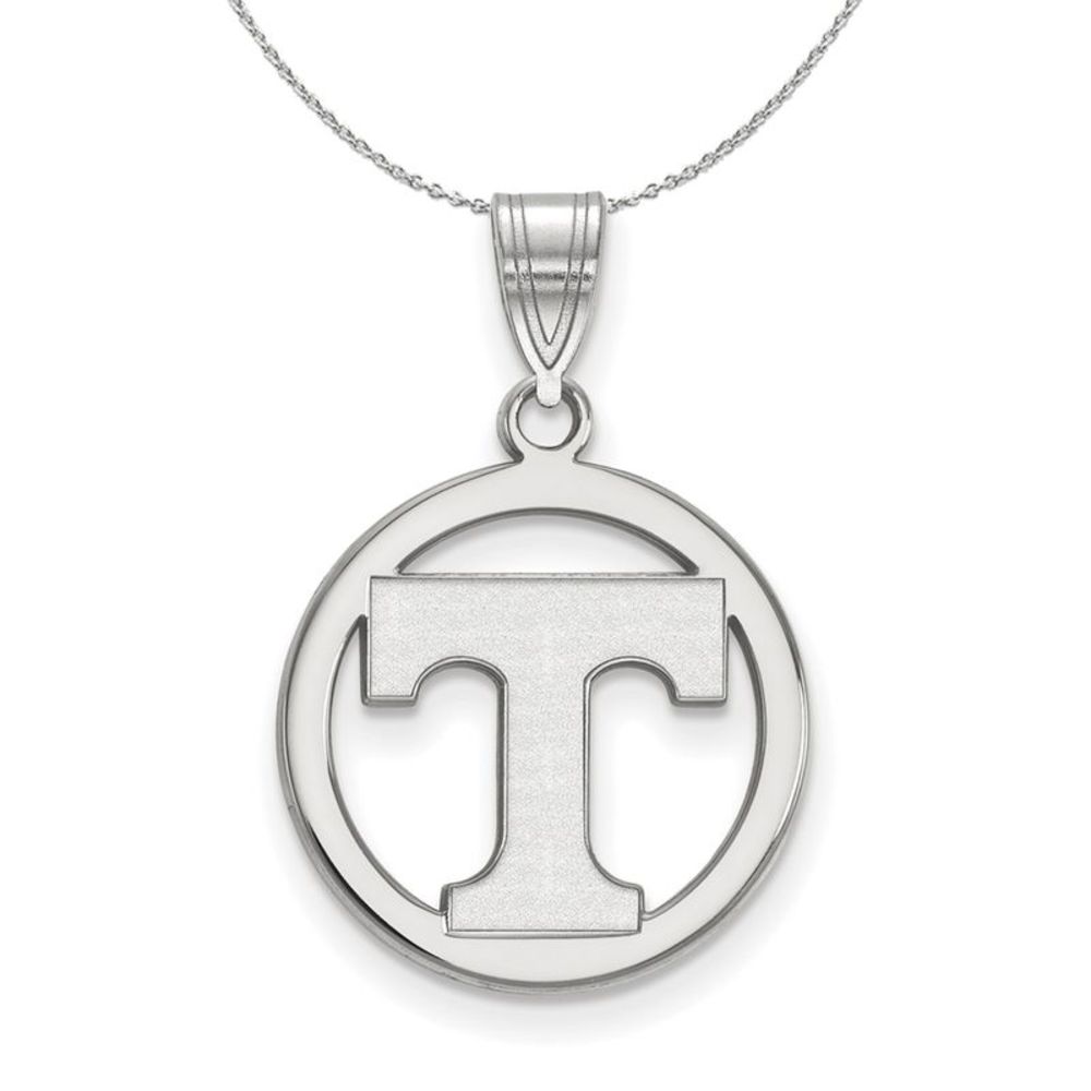 Sterling Silver U. of Tennessee Small Initial T Circle Necklace, 20 In